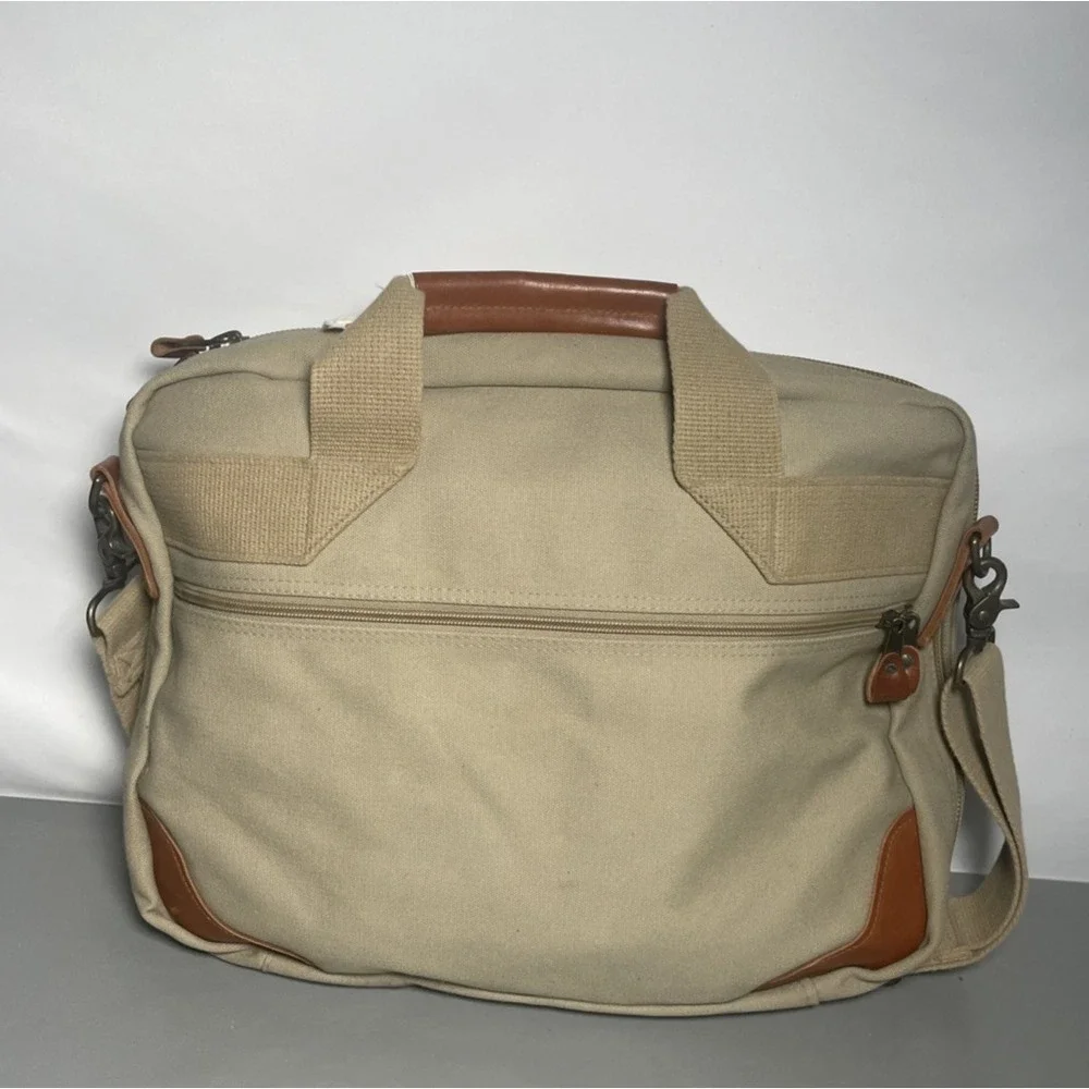 Vintage Lands End Canvas Leather Duffle Weekender Bag USA Made